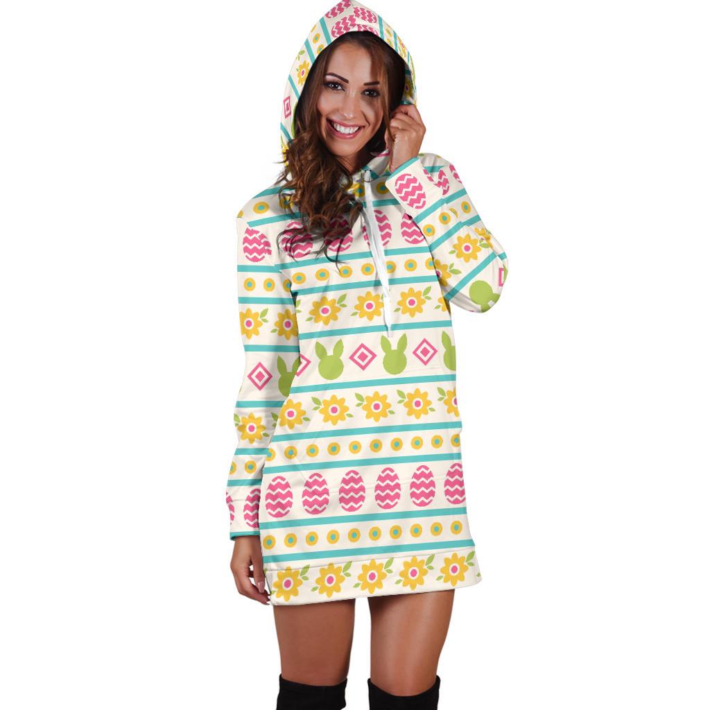 Easter Eggs Pattern Print Design RB016 Women Hoodie Dress