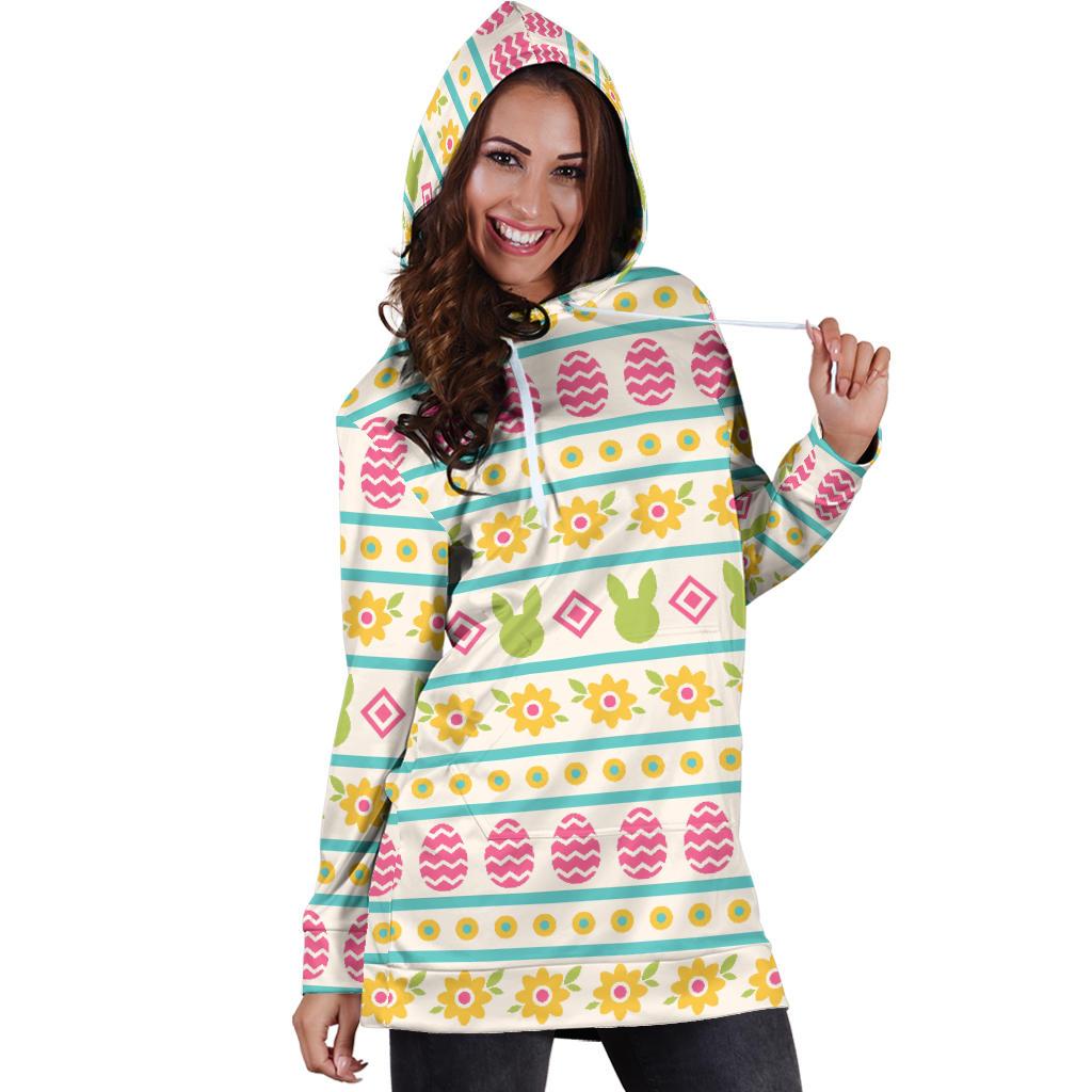 Easter Eggs Pattern Print Design RB016 Women Hoodie Dress