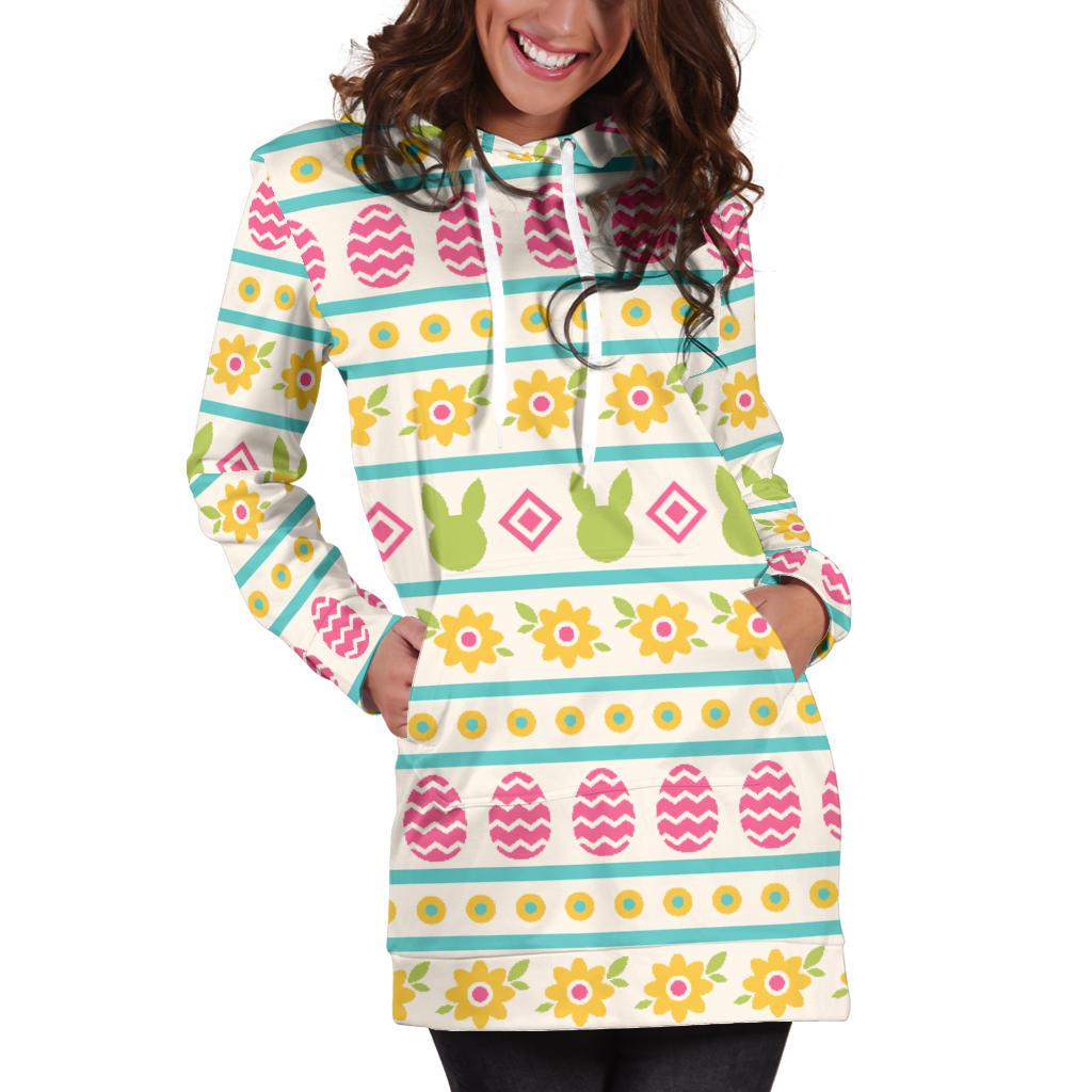 Easter Eggs Pattern Print Design RB016 Women Hoodie Dress