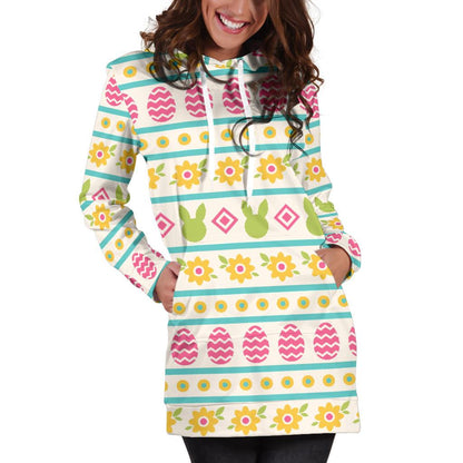 Easter Eggs Pattern Print Design RB016 Women Hoodie Dress
