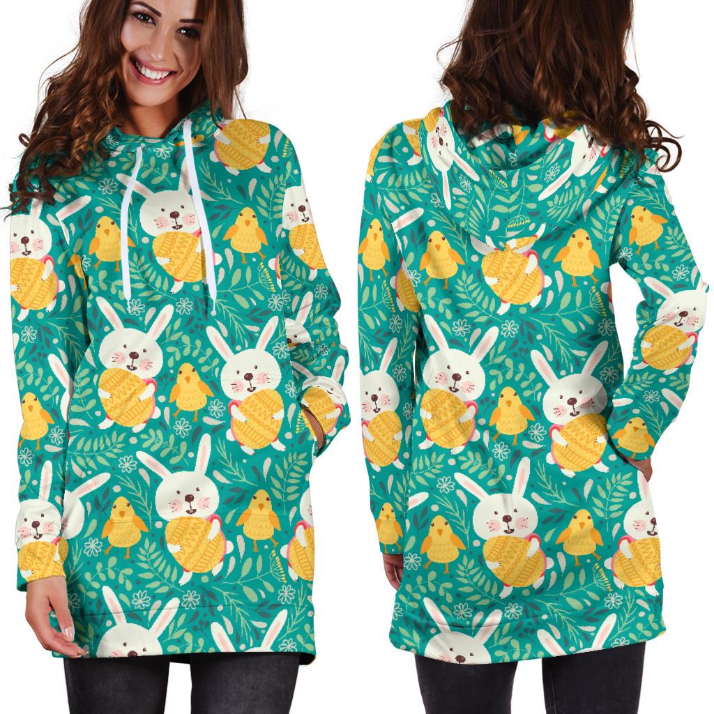 Easter Eggs Pattern Print Design RB02 Women Hoodie Dress