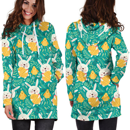 Easter Eggs Pattern Print Design RB02 Women Hoodie Dress