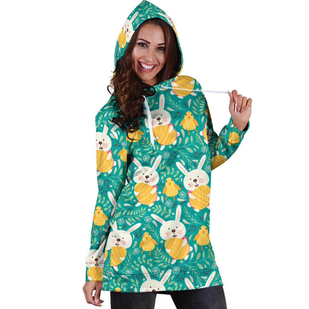 Easter Eggs Pattern Print Design RB02 Women Hoodie Dress