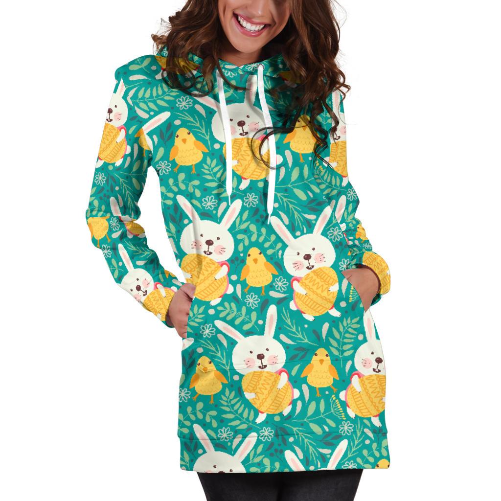 Easter Eggs Pattern Print Design RB02 Women Hoodie Dress