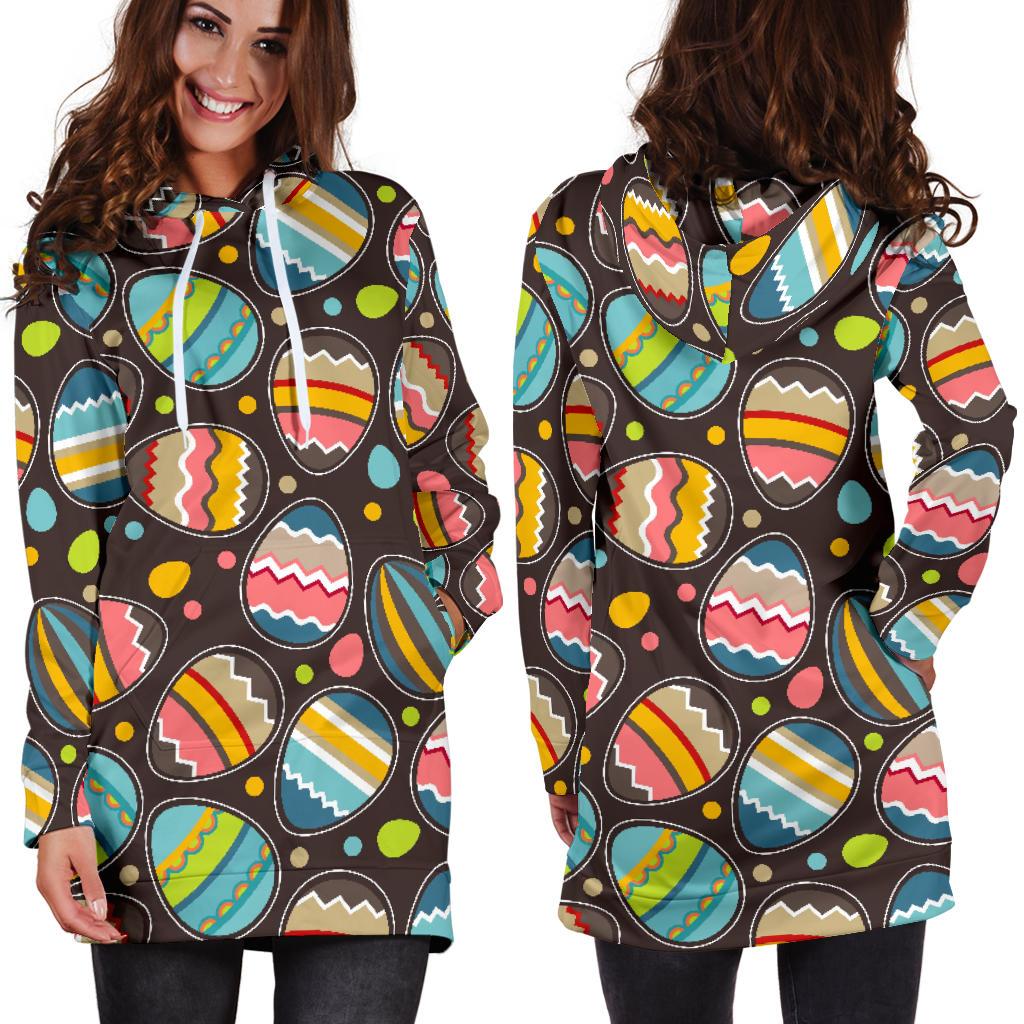 Easter Eggs Pattern Print Design RB03 Women Hoodie Dress