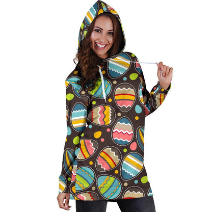 Easter Eggs Pattern Print Design RB03 Women Hoodie Dress