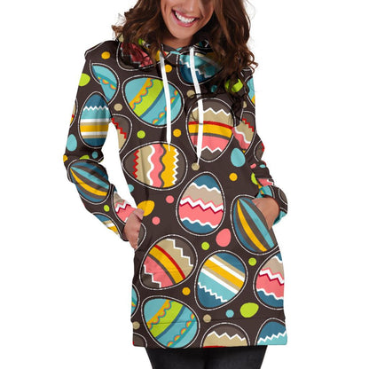 Easter Eggs Pattern Print Design RB03 Women Hoodie Dress
