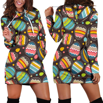 Easter Eggs Pattern Print Design RB03 Women Hoodie Dress