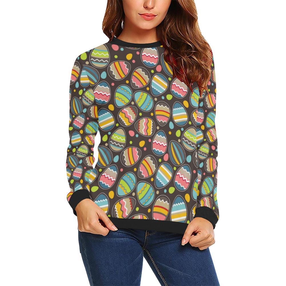 Easter Eggs Pattern Print Design RB03 Women Long Sleeve Sweatshirt-JorJune