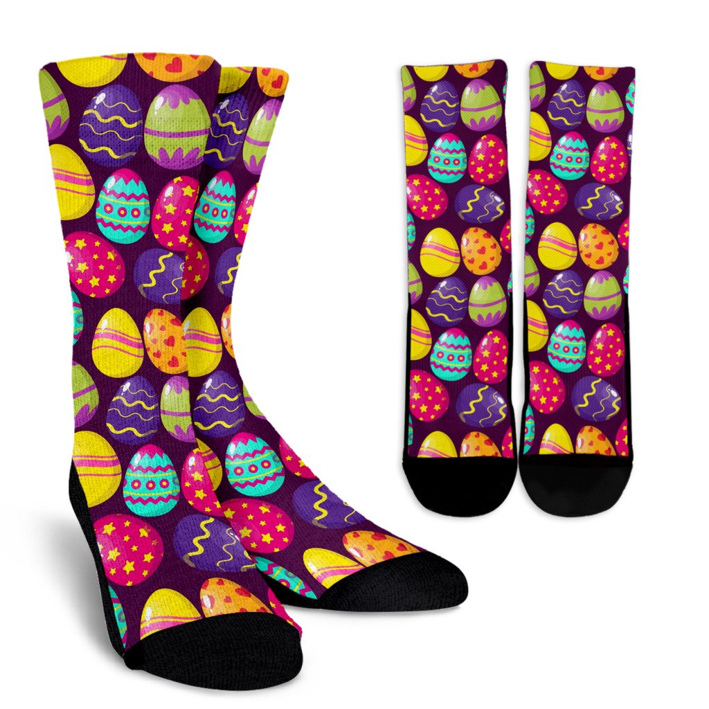 Easter Eggs Pattern Print Design RB04 Crew Socks-JORJUNE.COM