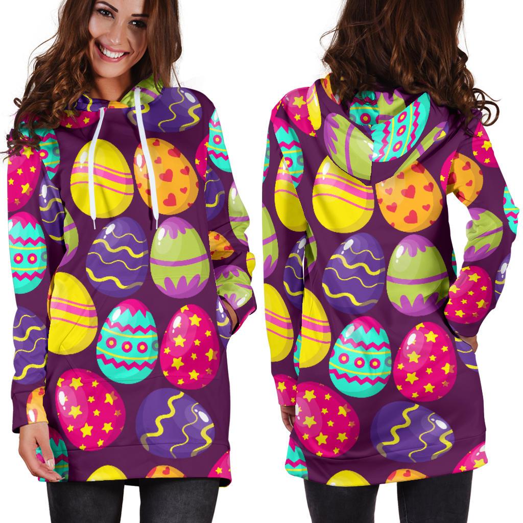 Easter Eggs Pattern Print Design RB04 Women Hoodie Dress