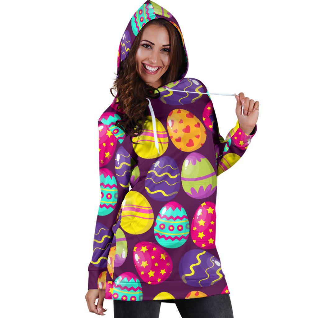 Easter Eggs Pattern Print Design RB04 Women Hoodie Dress