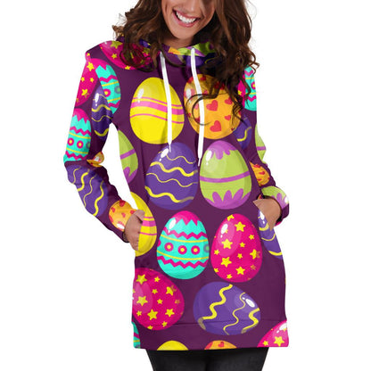 Easter Eggs Pattern Print Design RB04 Women Hoodie Dress