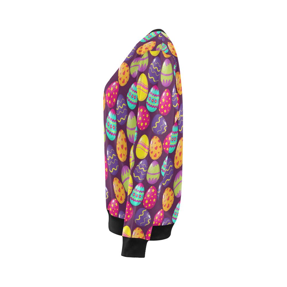 Easter Eggs Pattern Print Design RB04 Women Long Sleeve Sweatshirt-JorJune