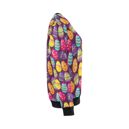 Easter Eggs Pattern Print Design RB04 Women Long Sleeve Sweatshirt-JorJune