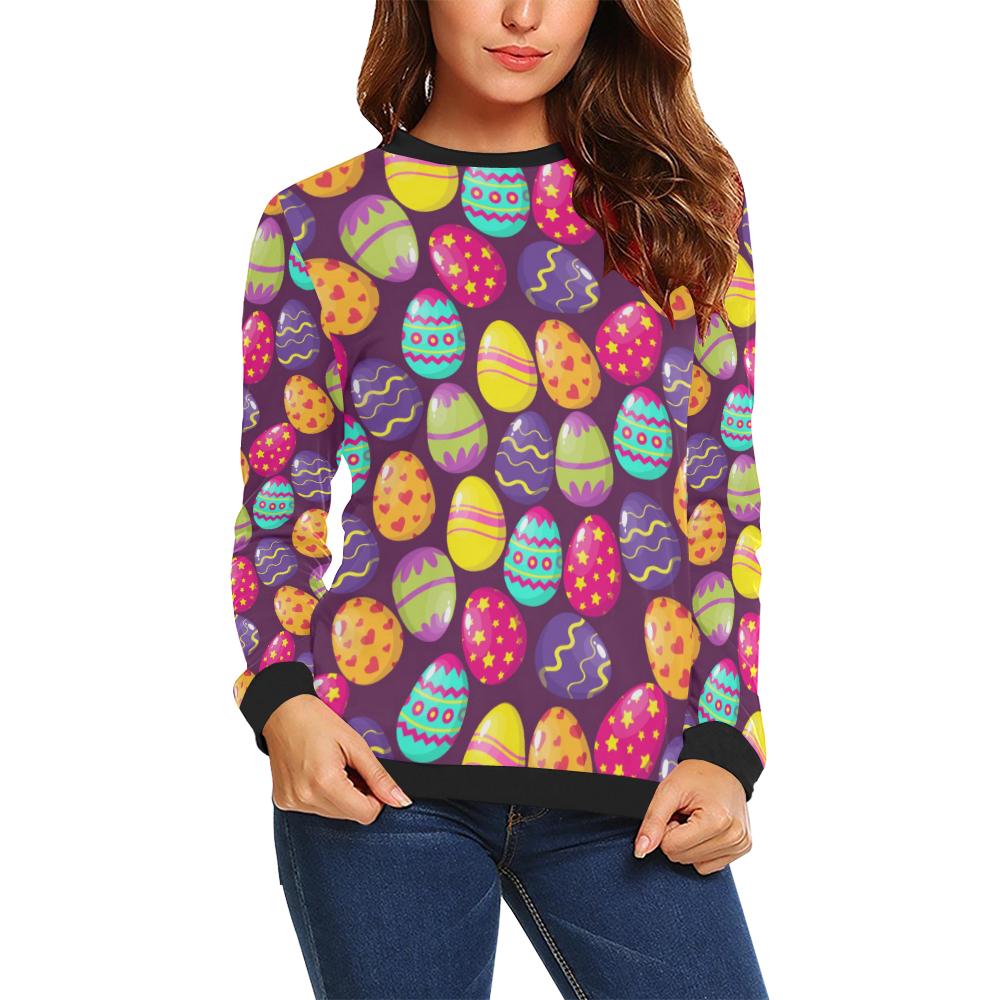 Easter Eggs Pattern Print Design RB04 Women Long Sleeve Sweatshirt-JorJune