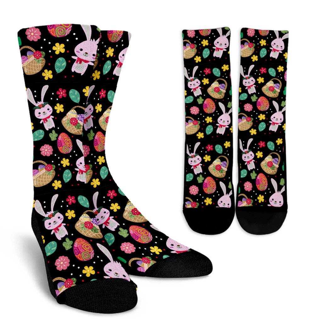Easter Eggs Pattern Print Design RB05 Crew Socks-JORJUNE.COM