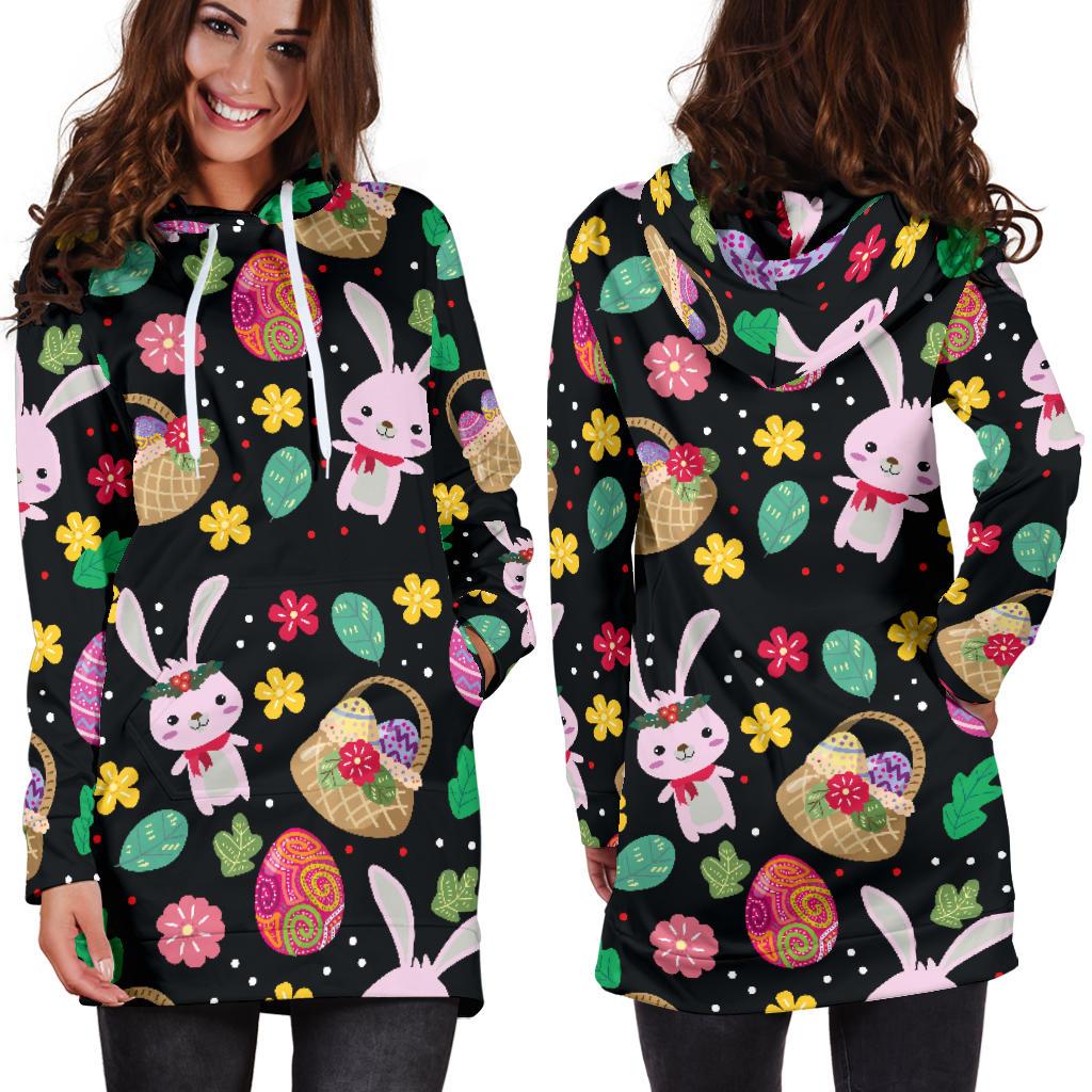 Easter Eggs Pattern Print Design RB05 Women Hoodie Dress