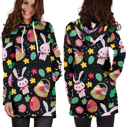 Easter Eggs Pattern Print Design RB05 Women Hoodie Dress