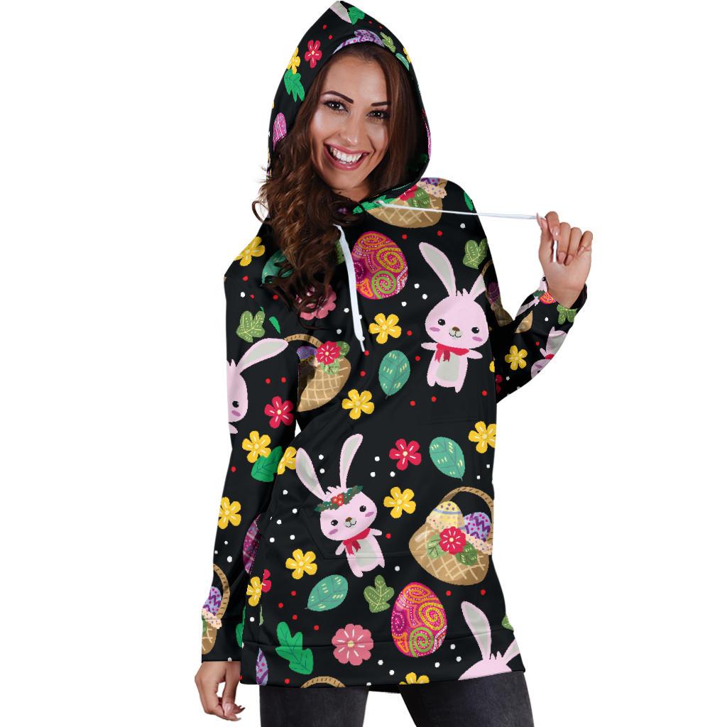 Easter Eggs Pattern Print Design RB05 Women Hoodie Dress