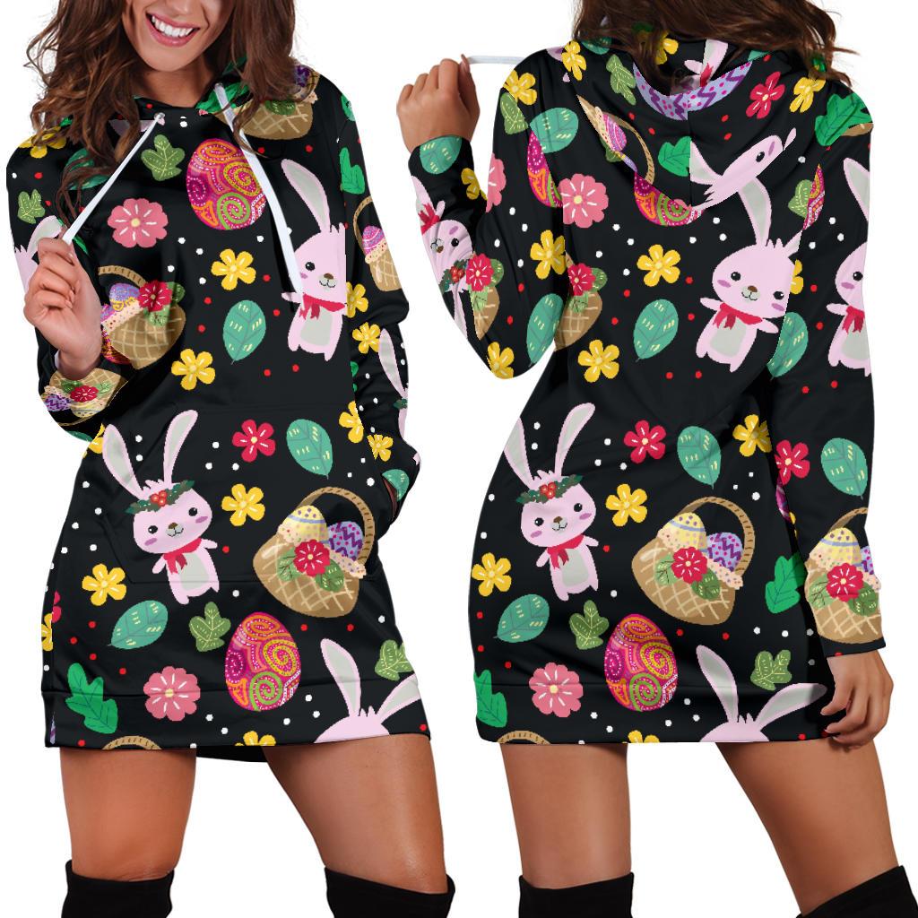 Easter Eggs Pattern Print Design RB05 Women Hoodie Dress