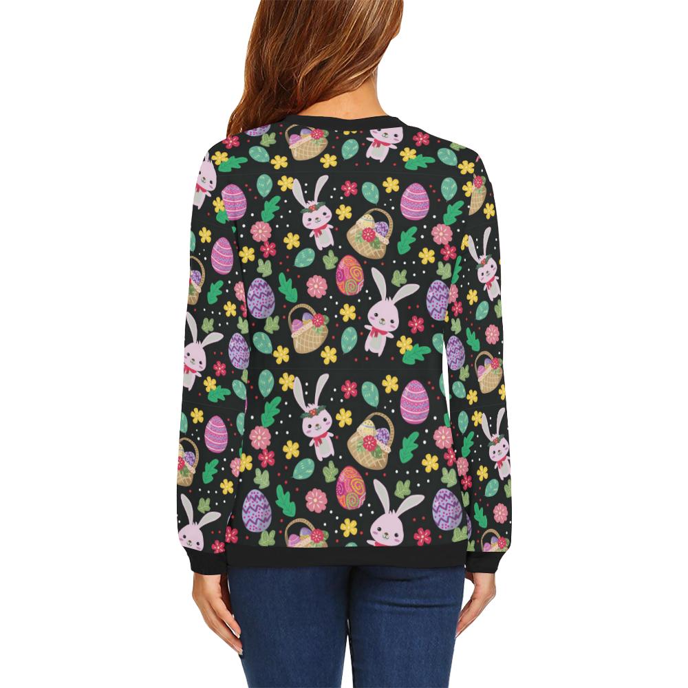 Easter Eggs Pattern Print Design RB05 Women Long Sleeve Sweatshirt-JorJune