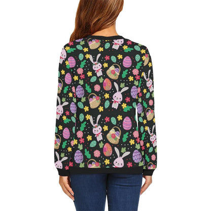 Easter Eggs Pattern Print Design RB05 Women Long Sleeve Sweatshirt-JorJune