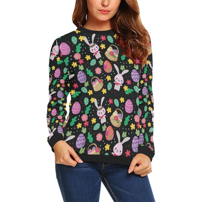 Easter Eggs Pattern Print Design RB05 Women Long Sleeve Sweatshirt-JorJune