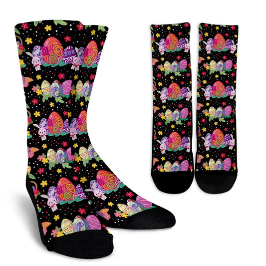 Easter Eggs Pattern Print Design RB06 Crew Socks-JORJUNE.COM