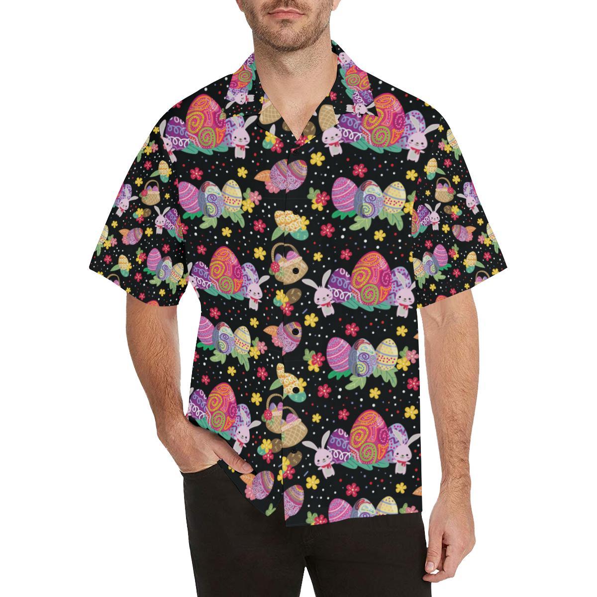 Easter Eggs Pattern Print Design RB06 Men Hawaiian Shirt-JorJune