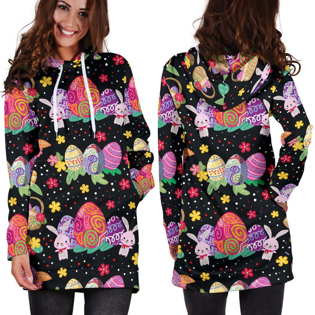 Easter Eggs Pattern Print Design RB06 Women Hoodie Dress