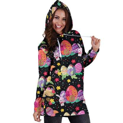 Easter Eggs Pattern Print Design RB06 Women Hoodie Dress