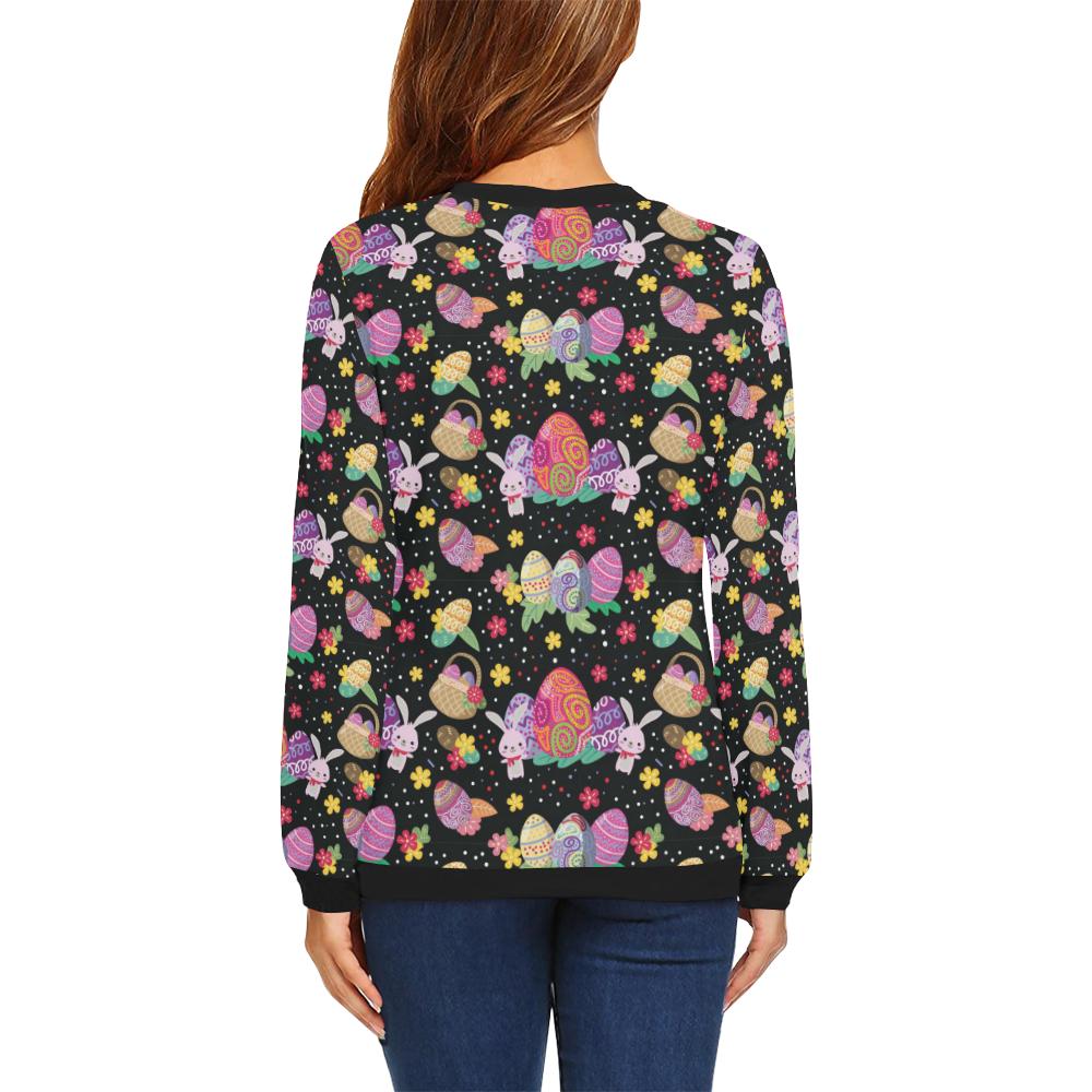 Easter Eggs Pattern Print Design RB06 Women Long Sleeve Sweatshirt-JorJune
