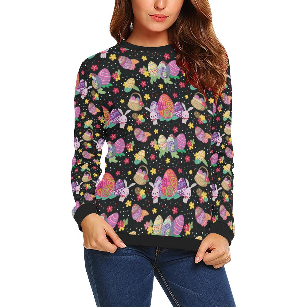 Easter Eggs Pattern Print Design RB06 Women Long Sleeve Sweatshirt-JorJune