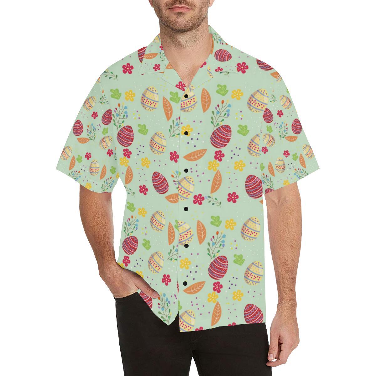 Easter Eggs Pattern Print Design RB07 Men Hawaiian Shirt-JorJune