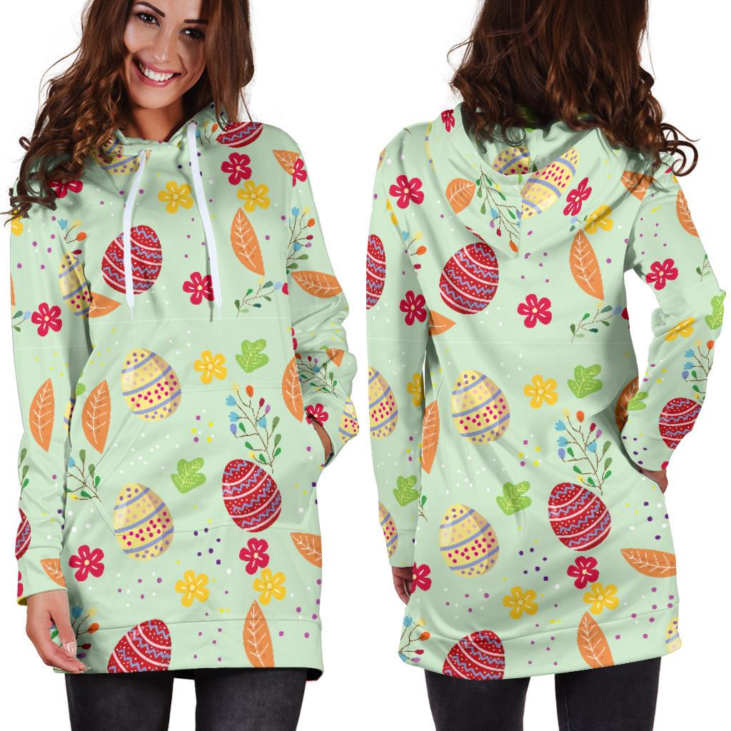 Easter Eggs Pattern Print Design RB07 Women Hoodie Dress