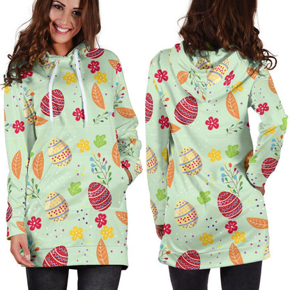 Easter Eggs Pattern Print Design RB07 Women Hoodie Dress