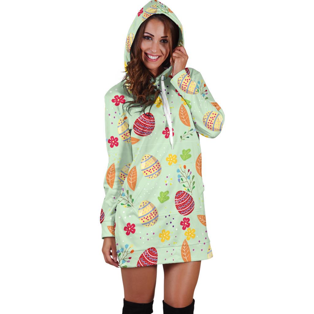Easter Eggs Pattern Print Design RB07 Women Hoodie Dress