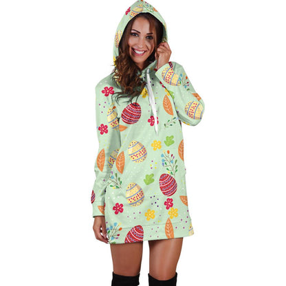 Easter Eggs Pattern Print Design RB07 Women Hoodie Dress
