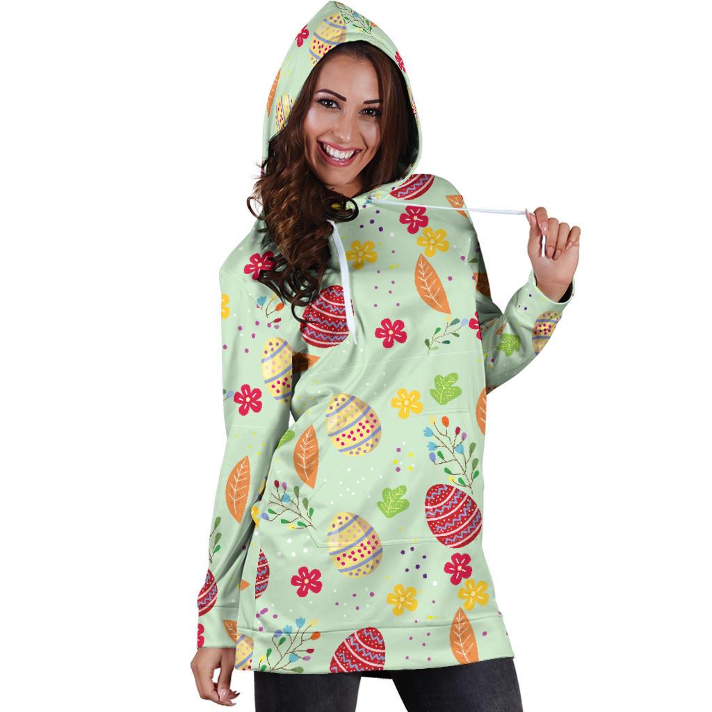 Easter Eggs Pattern Print Design RB07 Women Hoodie Dress