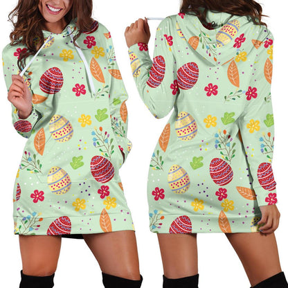 Easter Eggs Pattern Print Design RB07 Women Hoodie Dress