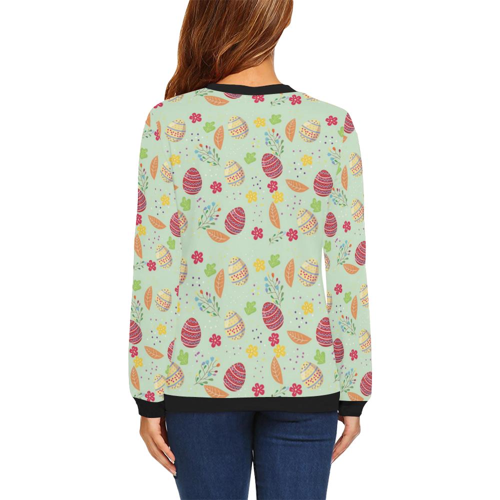 Easter Eggs Pattern Print Design RB07 Women Long Sleeve Sweatshirt-JorJune