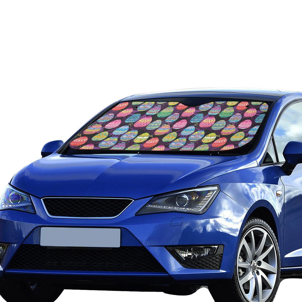 Easter Eggs Pattern Print Design RB08 Car Sun Shade-JorJune