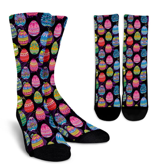 Easter Eggs Pattern Print Design RB08 Crew Socks-JORJUNE.COM