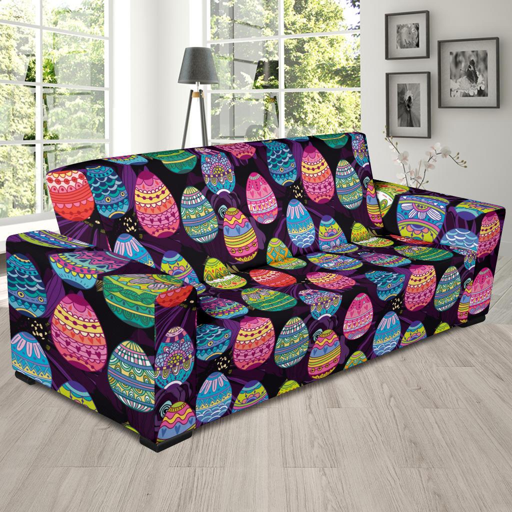 Easter Eggs Pattern Print Design RB08 Sofa Slipcover-JORJUNE.COM
