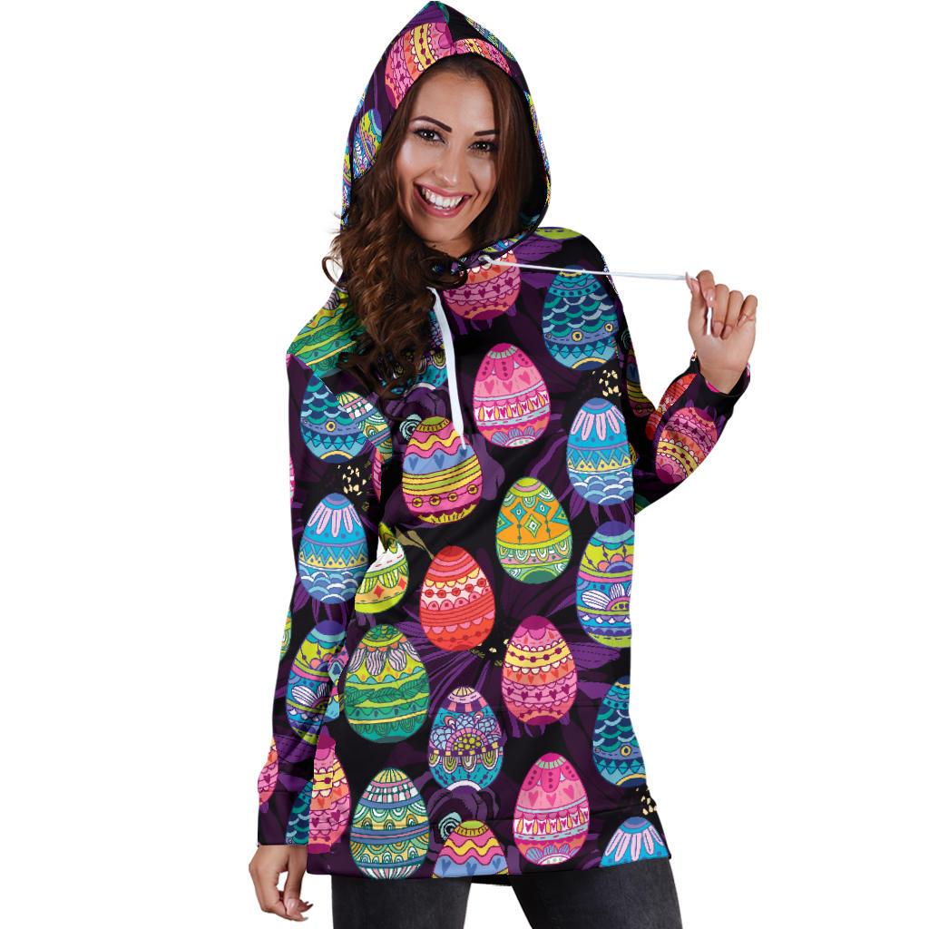 Easter Eggs Pattern Print Design RB08 Women Hoodie Dress