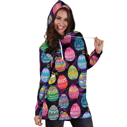 Easter Eggs Pattern Print Design RB08 Women Hoodie Dress