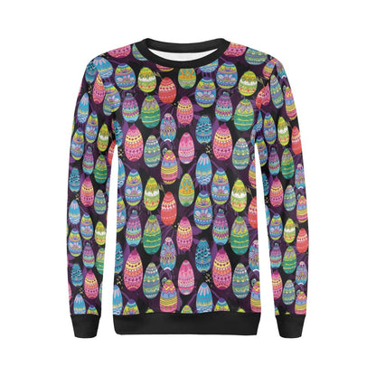 Easter Eggs Pattern Print Design RB08 Women Long Sleeve Sweatshirt-JorJune