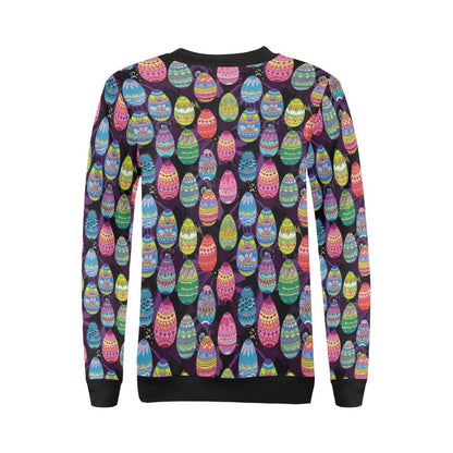 Easter Eggs Pattern Print Design RB08 Women Long Sleeve Sweatshirt-JorJune