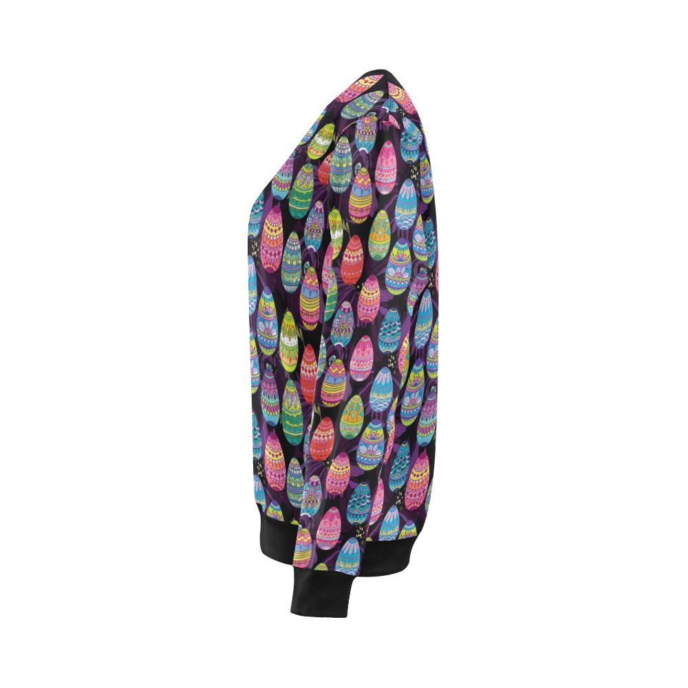 Easter Eggs Pattern Print Design RB08 Women Long Sleeve Sweatshirt-JorJune